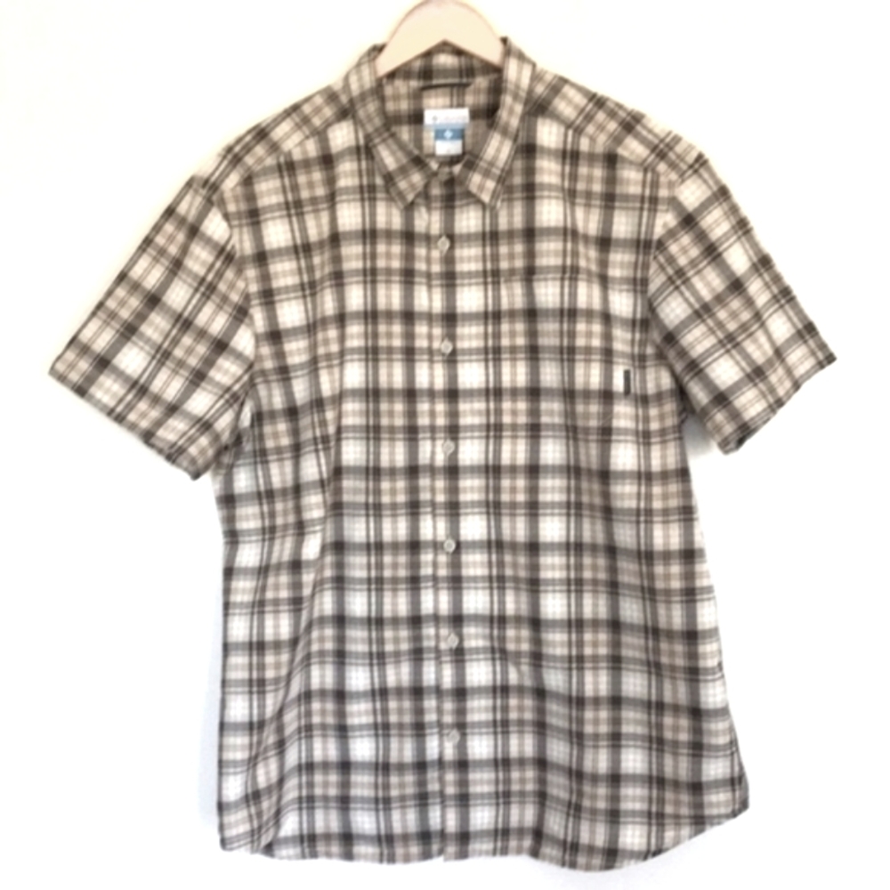 Columbia Short Sleeve Plaid Button Down Shirt Mens XL